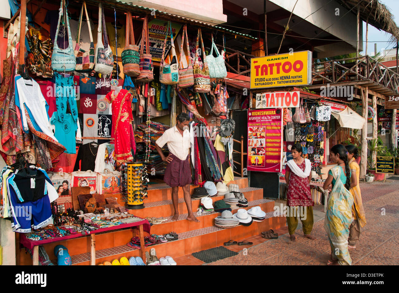 Kovalam Beach Kerala Indien Indische Mode Shop Tourist Stockfoto
