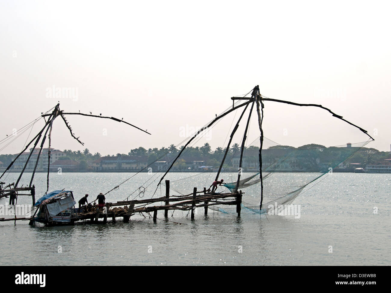 Chinesische Fischernetze Kochi Cochin Kerala Indien Stockfoto