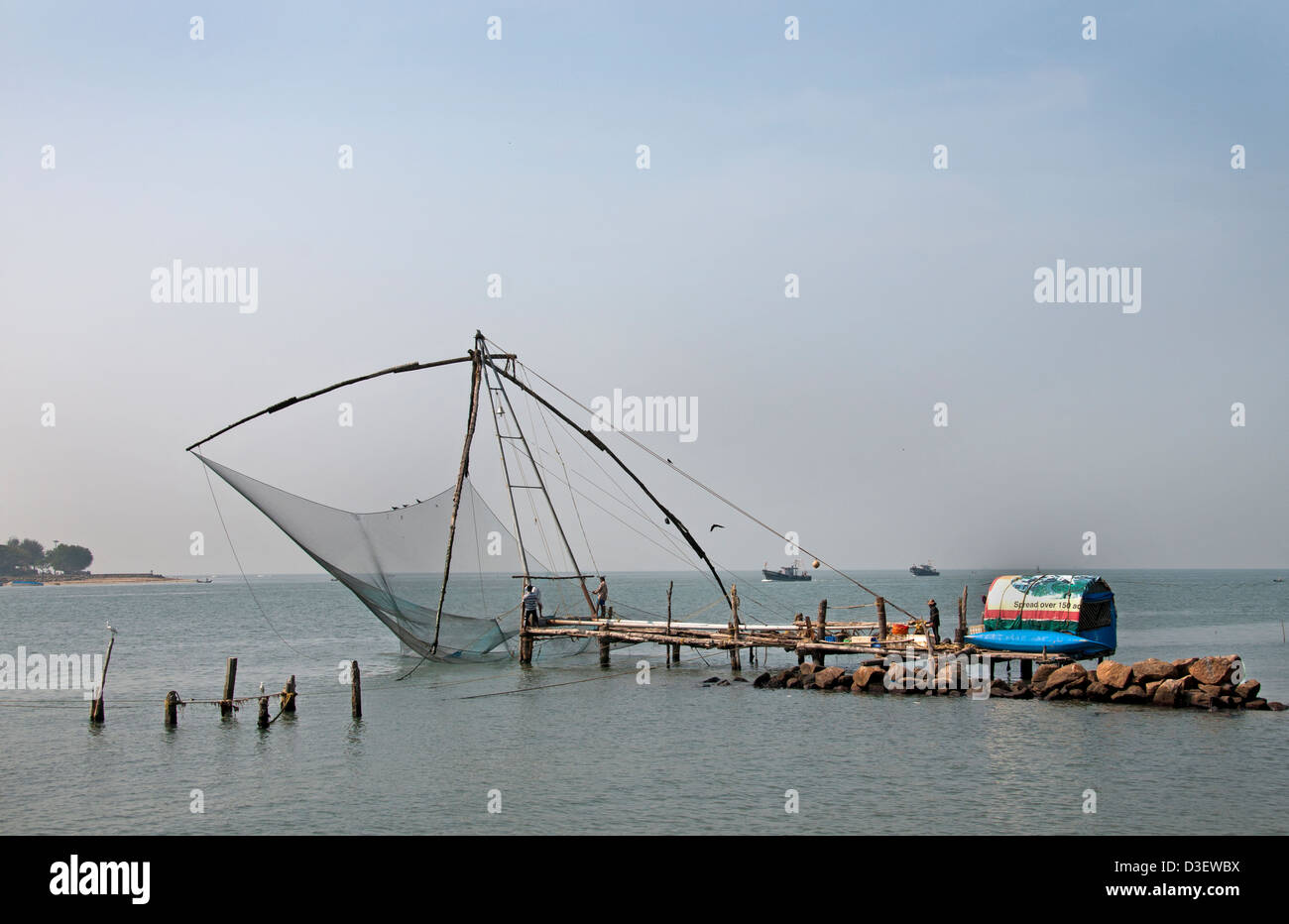 Chinesische Fischernetze Kochi Cochin Kerala Indien Stockfoto