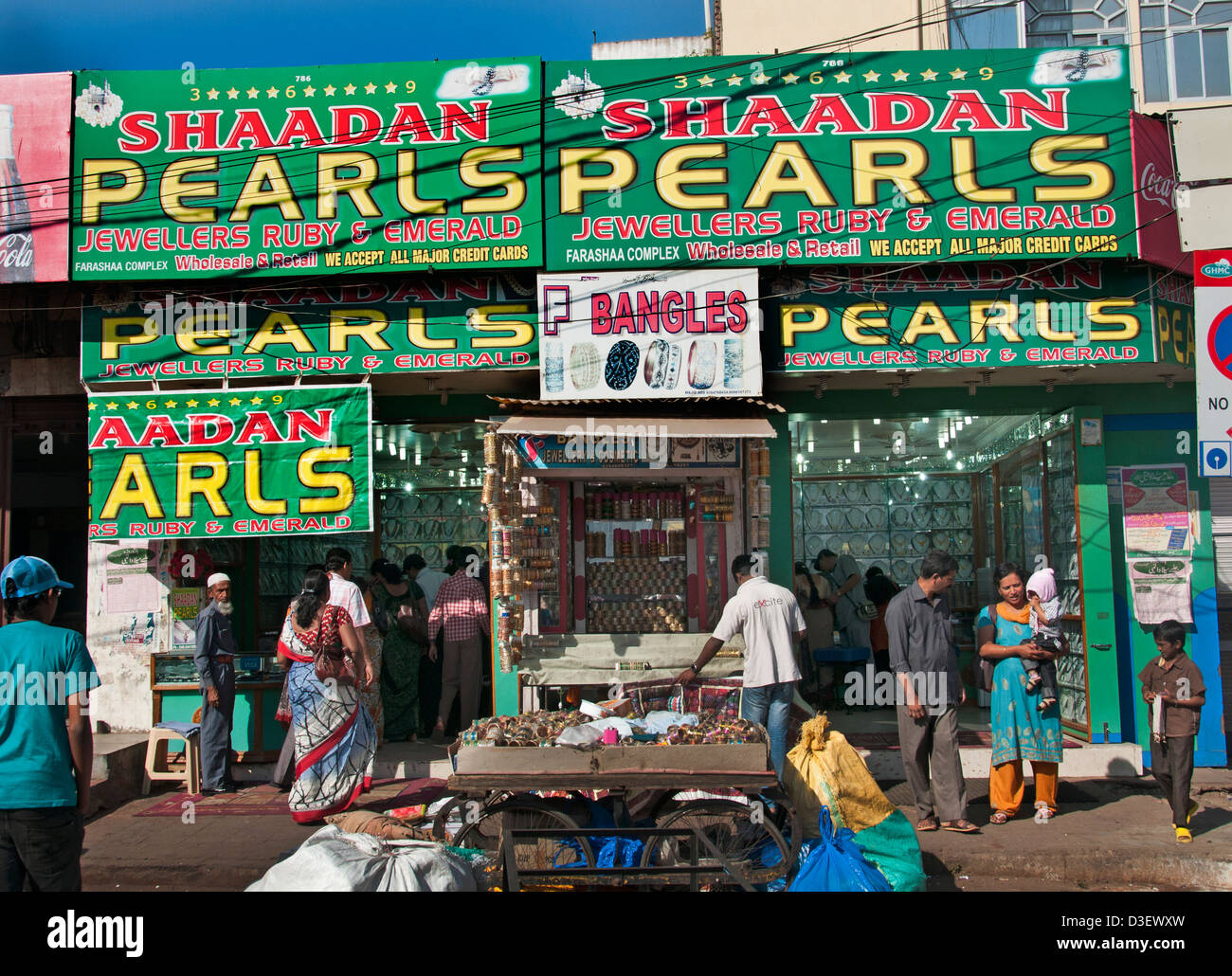 Perlen Perle Shop Juwelier Hyderabad, Andhra Pradesh Indien Laad Basar Stockfoto