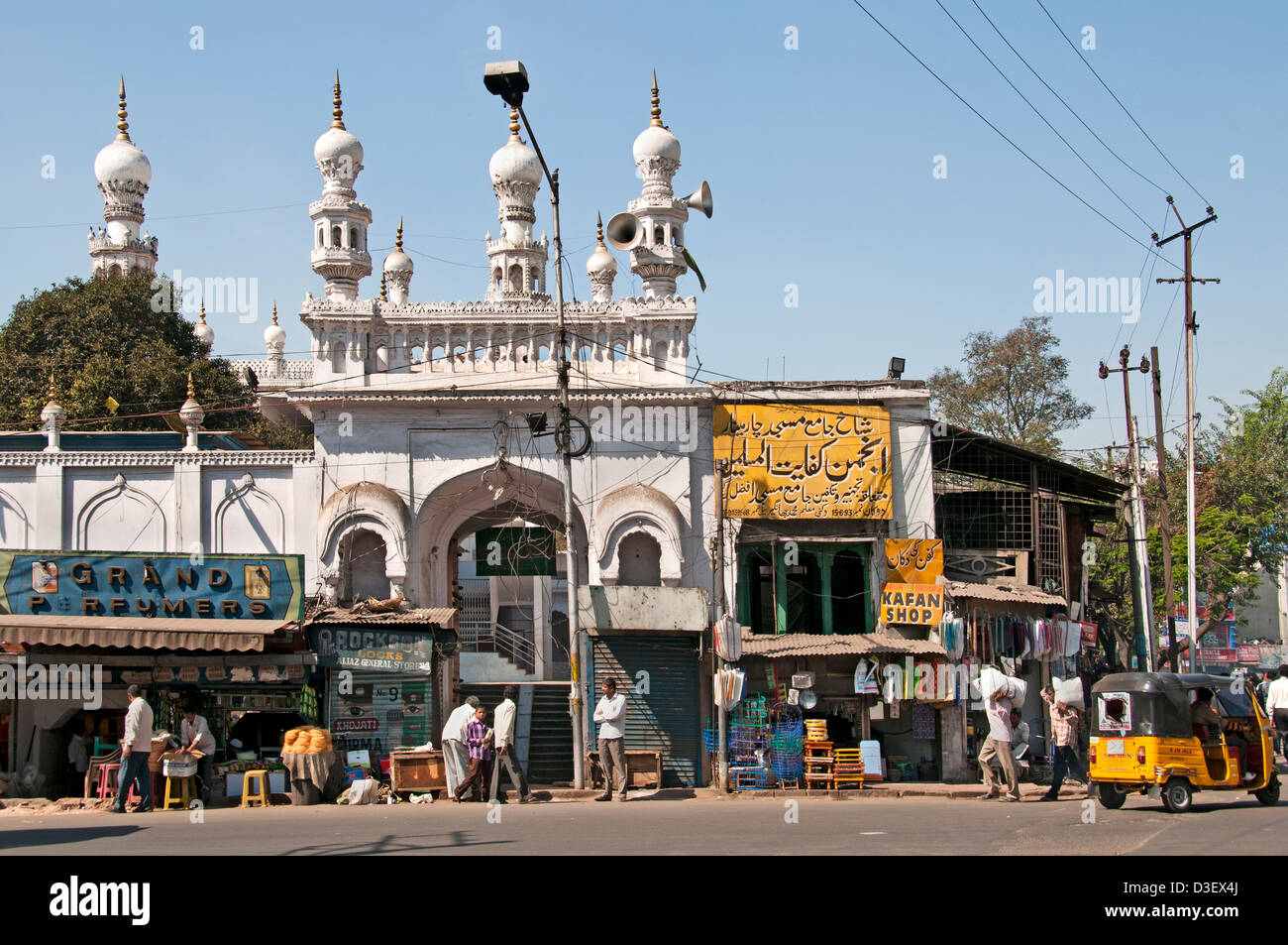 Moschee Straße Markt Hyderabad Indien Andhra Pradesh Stockfoto