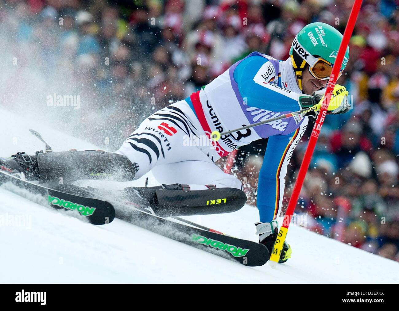 Schladming, Österreich. 17. Februar 2013. FIS Alpine Ski-WM 2013 Slalom für Männer Felix Neureuther ger Stockfoto