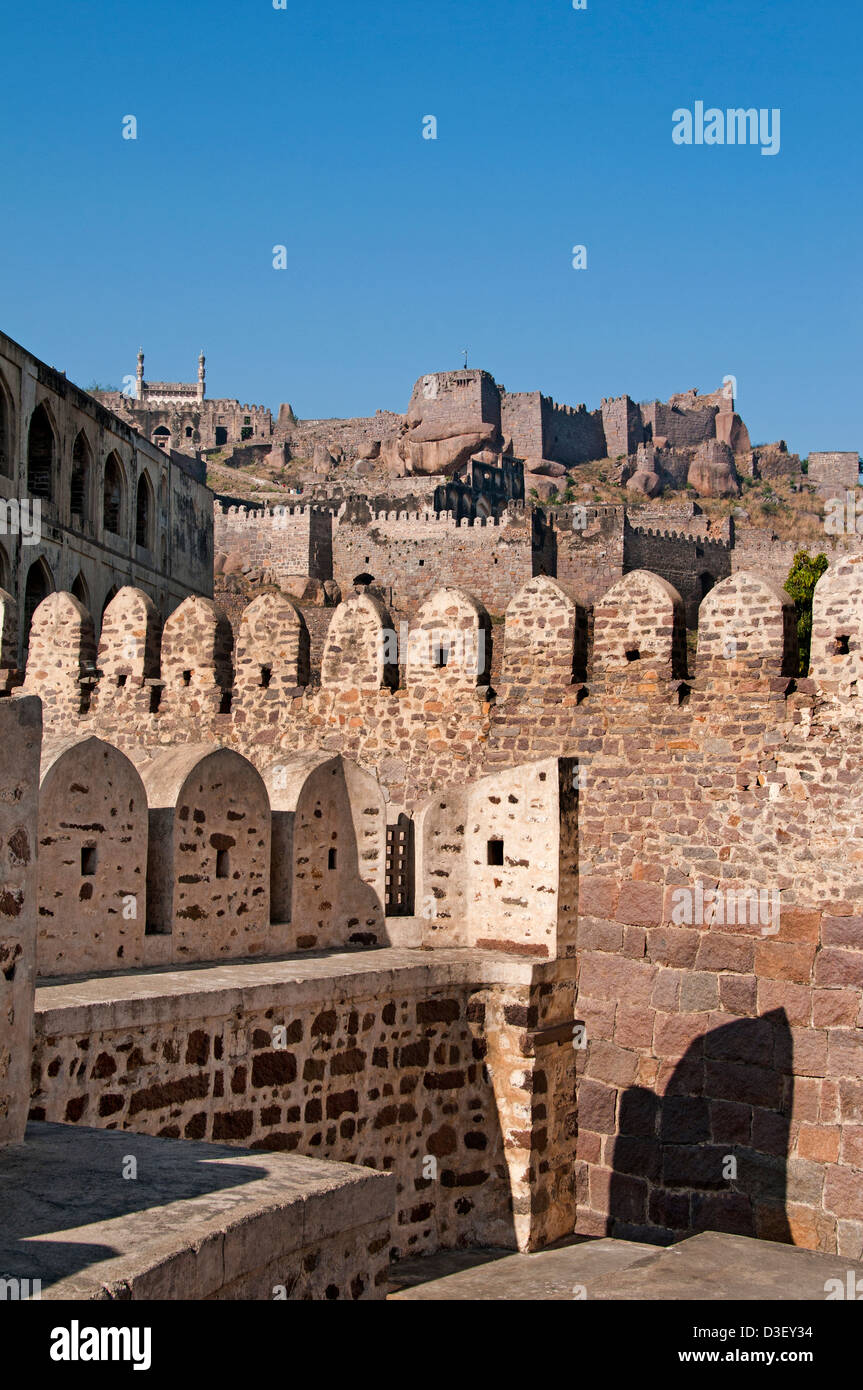 Golkonda Fort ruiniert Hauptstadt des alten Königreichs von Golkonda 1518 – 1687 Hyderabad Indien Andhra Pradesh Stockfoto