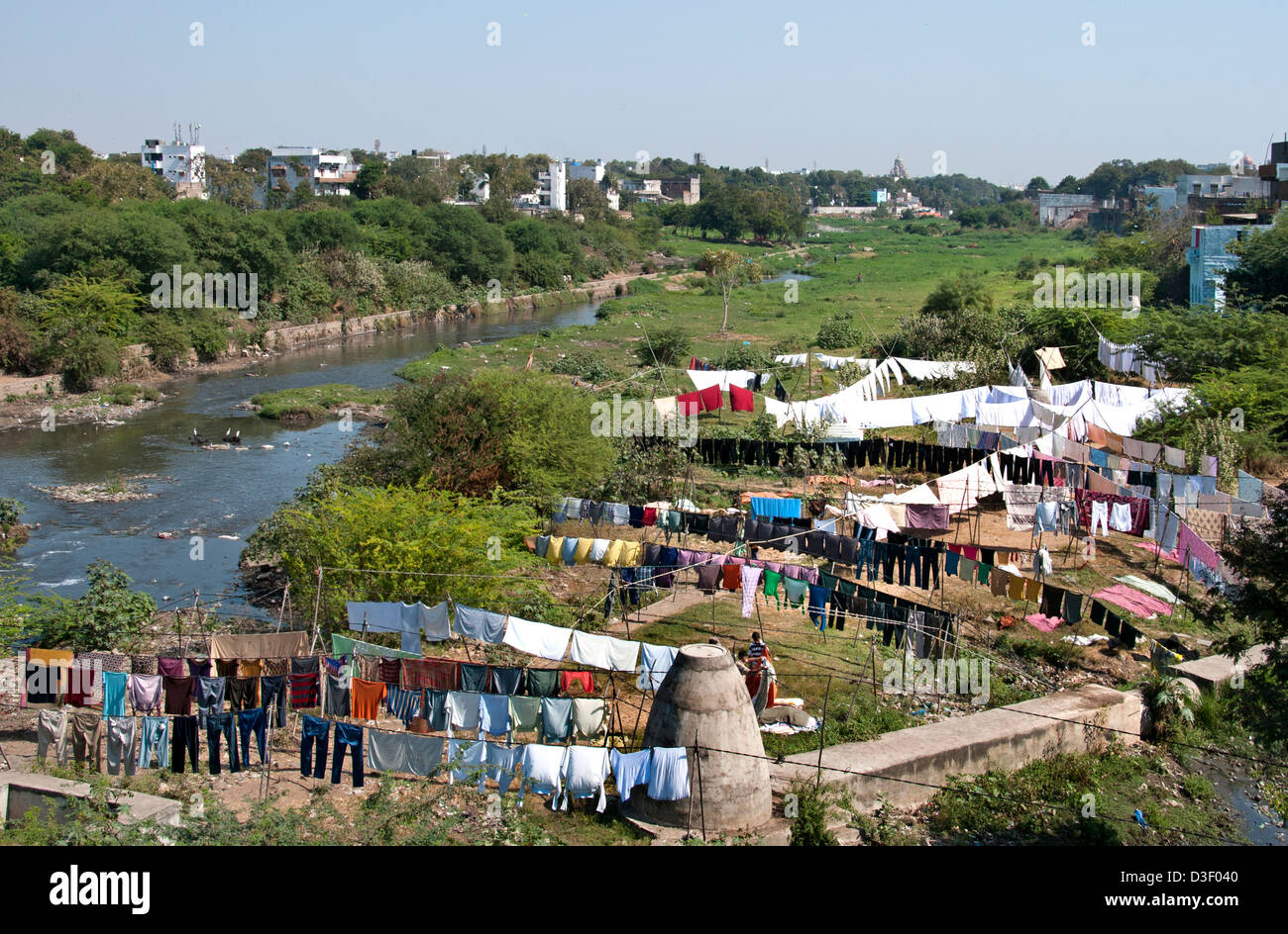 Wäsche-Musi-Flussufer Hyderabad Indien Andhra Pradesh Stockfoto