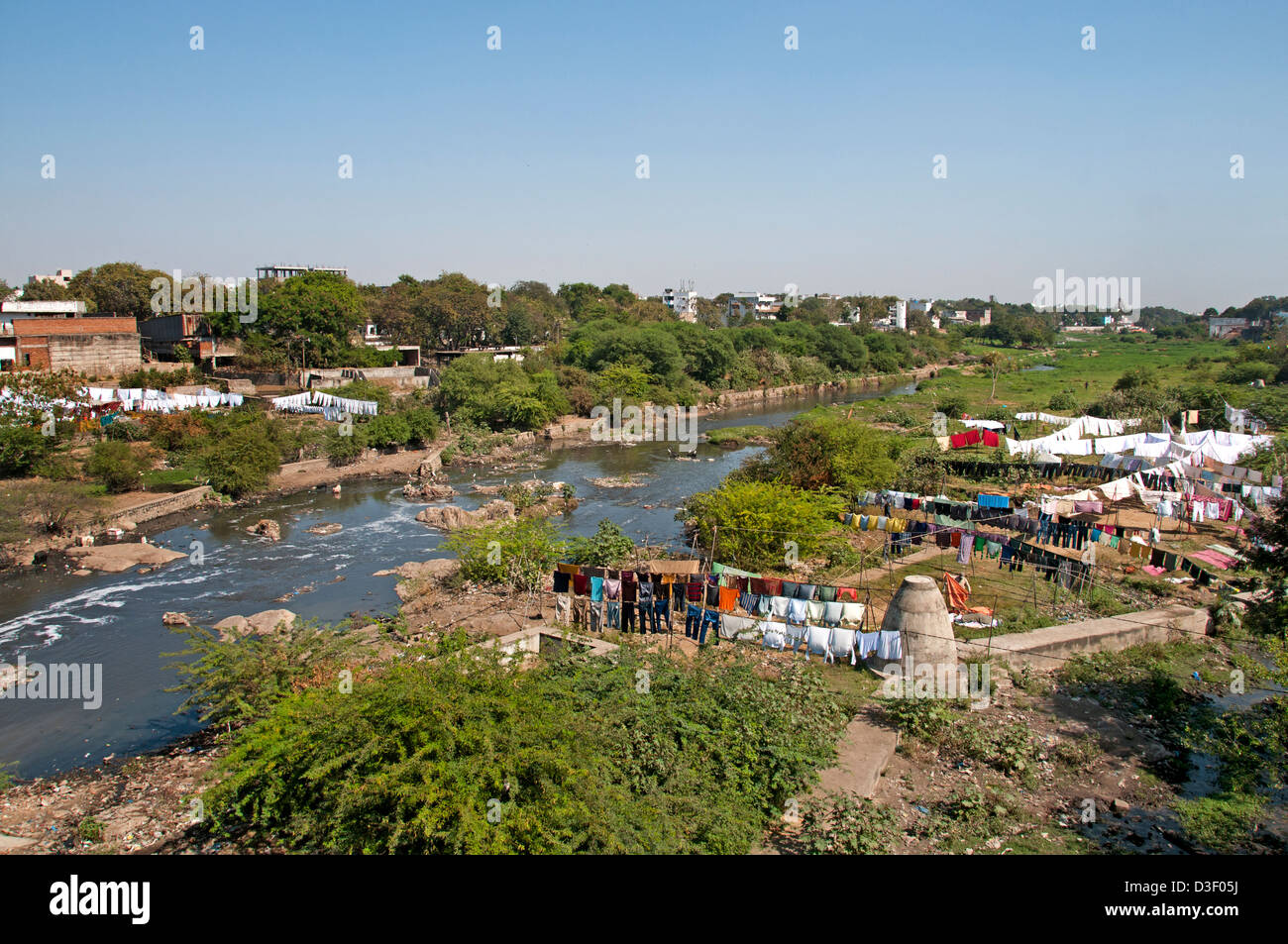 Wäsche-Musi-Flussufer Hyderabad Indien Andhra Pradesh Stockfoto