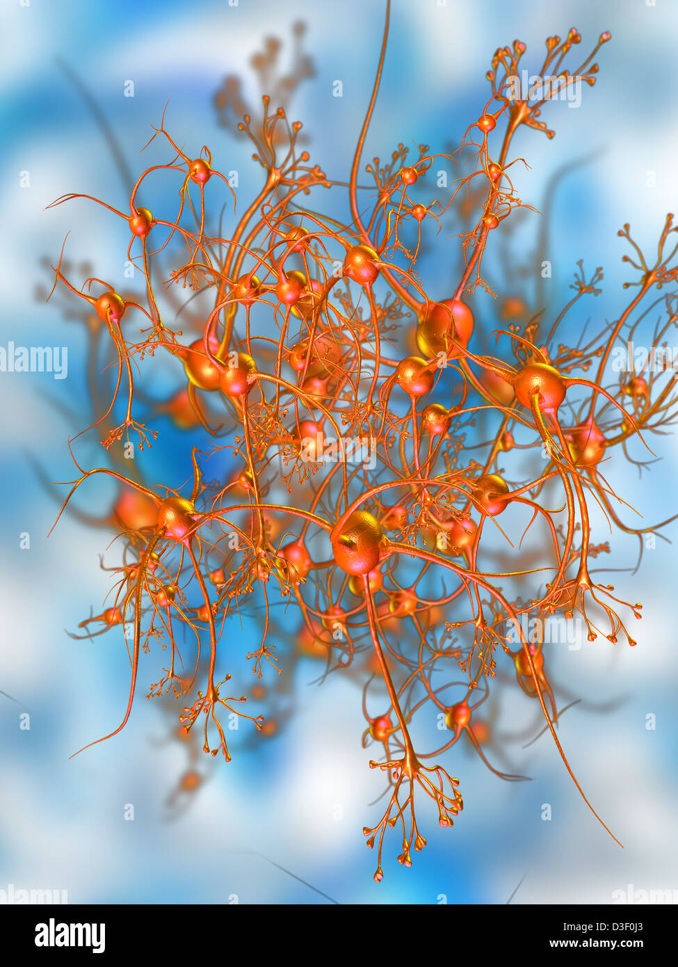 Computer-generierte Abbildung aus einem Netzwerk von Neuronen Stockfoto