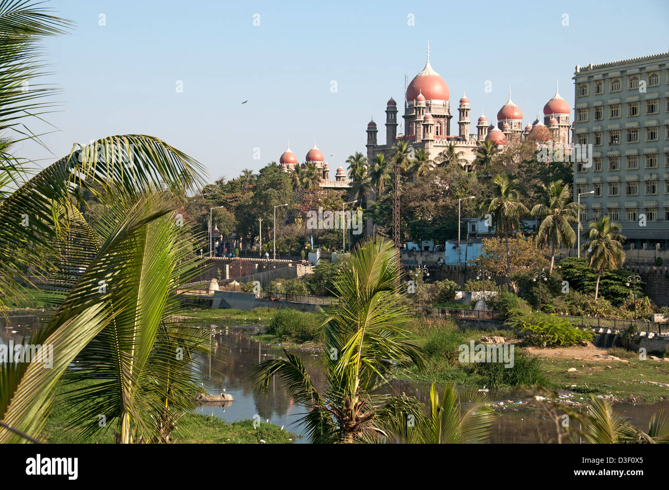 High Court Hyderabad Indien Musi River Andhra Pradesh Stockfoto