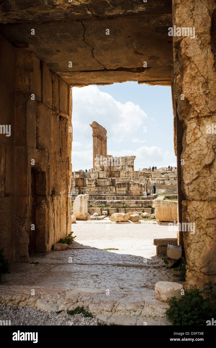 Jupiter-Tempel Ruinen in Baalbek, Libanon. Teil der antiken Stadt Heliopolis im Beqaa Tal. Stockfoto