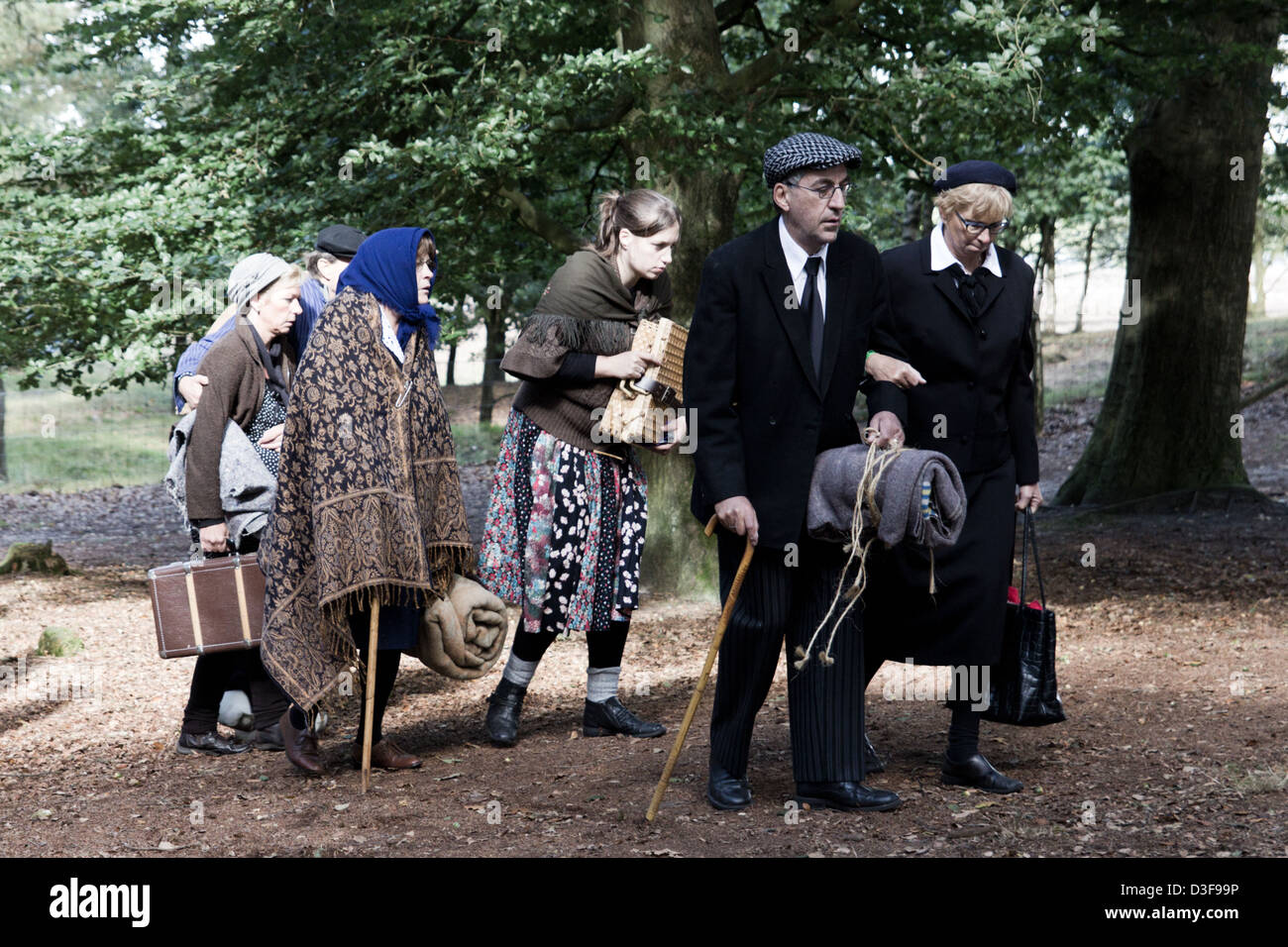 Schauspieler spielen niederländische Flüchtlinge während der Operation Marget Garten Memorial. Ede, Niederlande Stockfoto