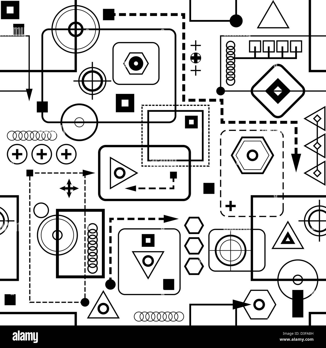 Mechanische Musterdesign 2.0 schwarz-weiß-Vektor-version Stockfoto