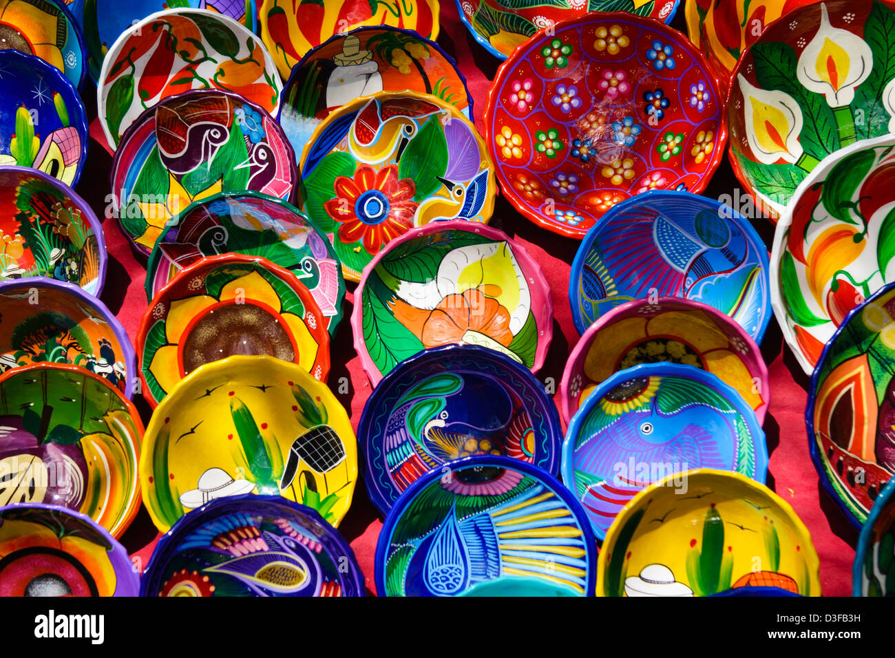 Bunte Maya Keramik Chichen Itza, Mexiko Stockfoto