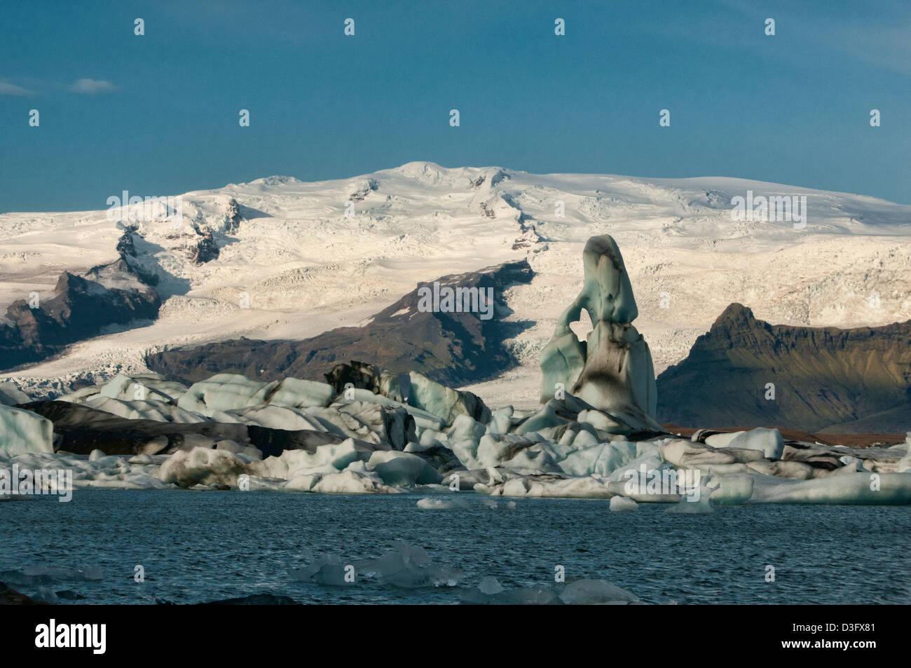 Der Eisberg-Lagune am Jökulsárlón im Vatnajökull-Nationalpark, Island Stockfoto