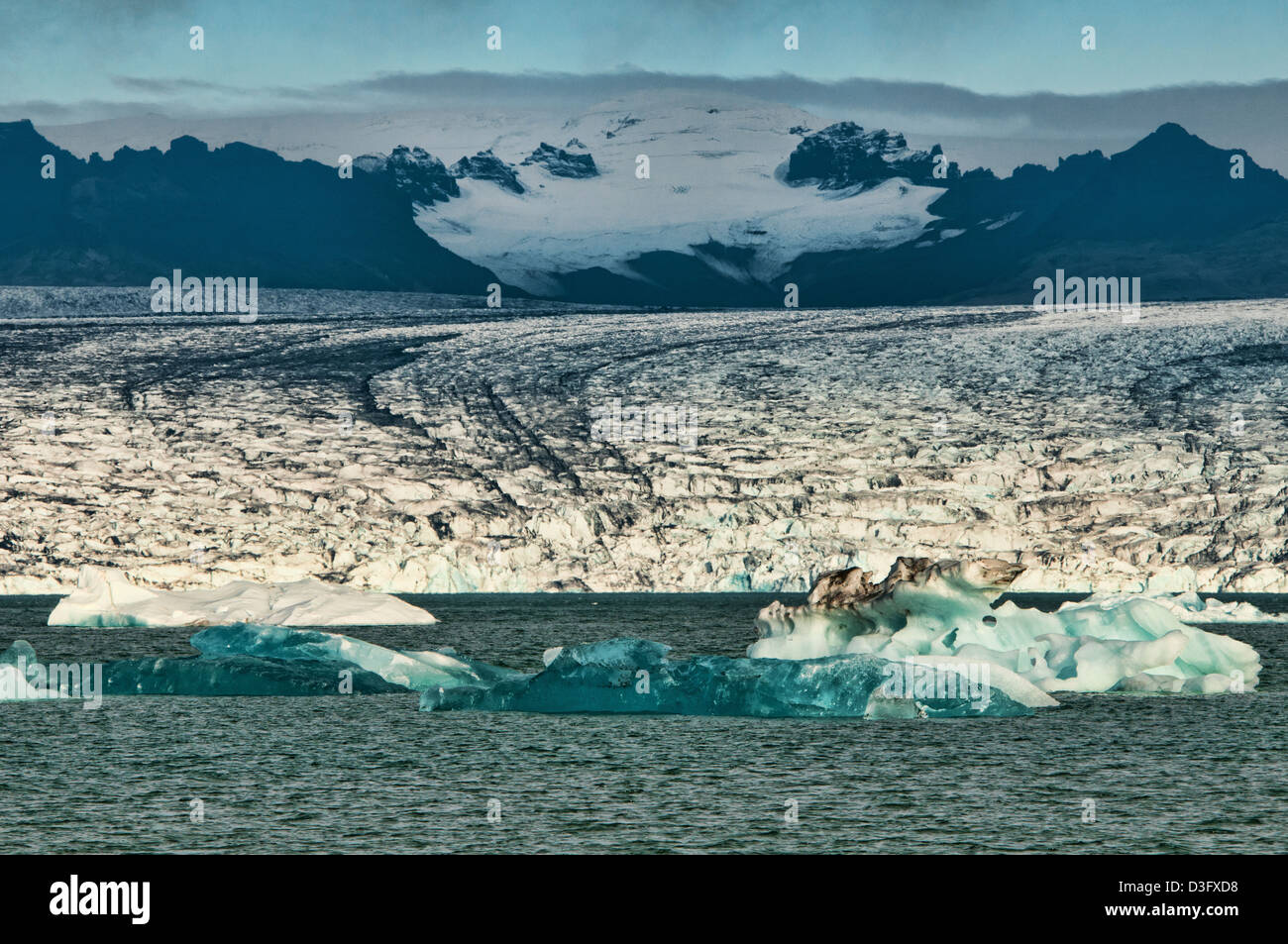 Der Eisberg-Lagune am Jökulsárlón im Vatnajökull-Nationalpark, Island Stockfoto