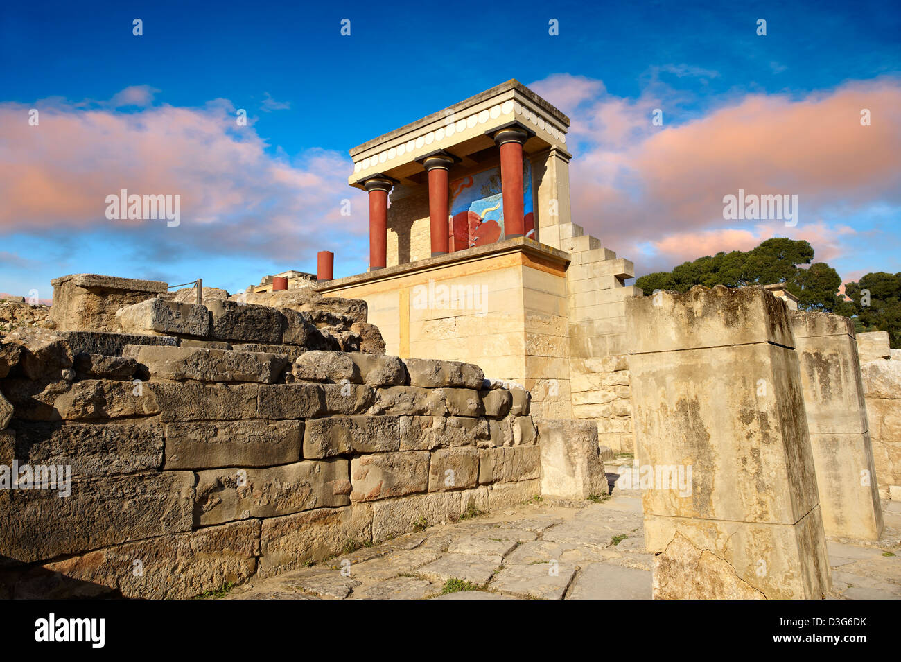 Arthur Evans Rekonstruktion der Nouth Propylaeum Knossos minoische Ausgrabungsstätte, Crete Stockfoto