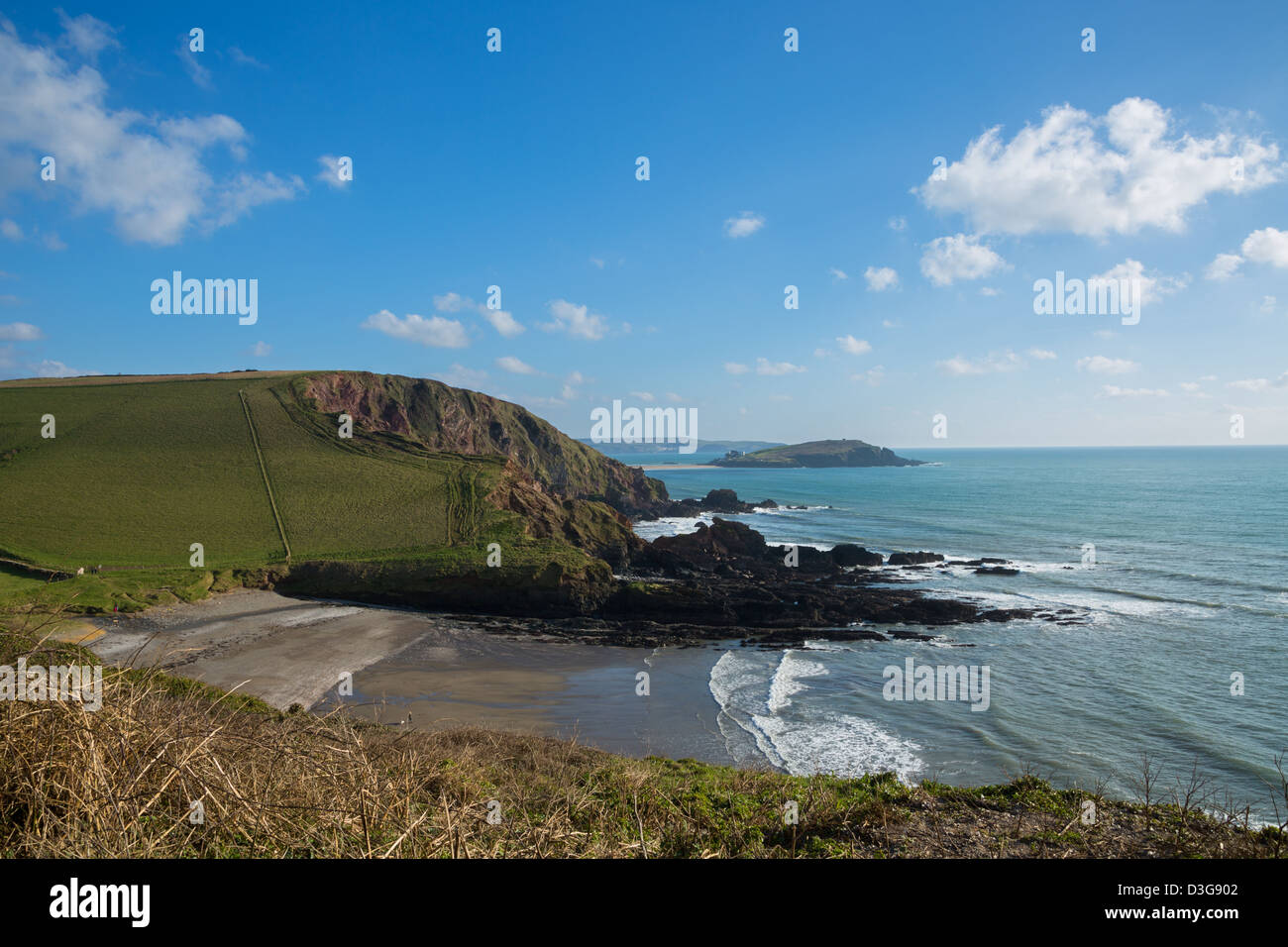Ayrmer Bucht mit Blick auf Burgh Island South Devon Uk Stockfoto