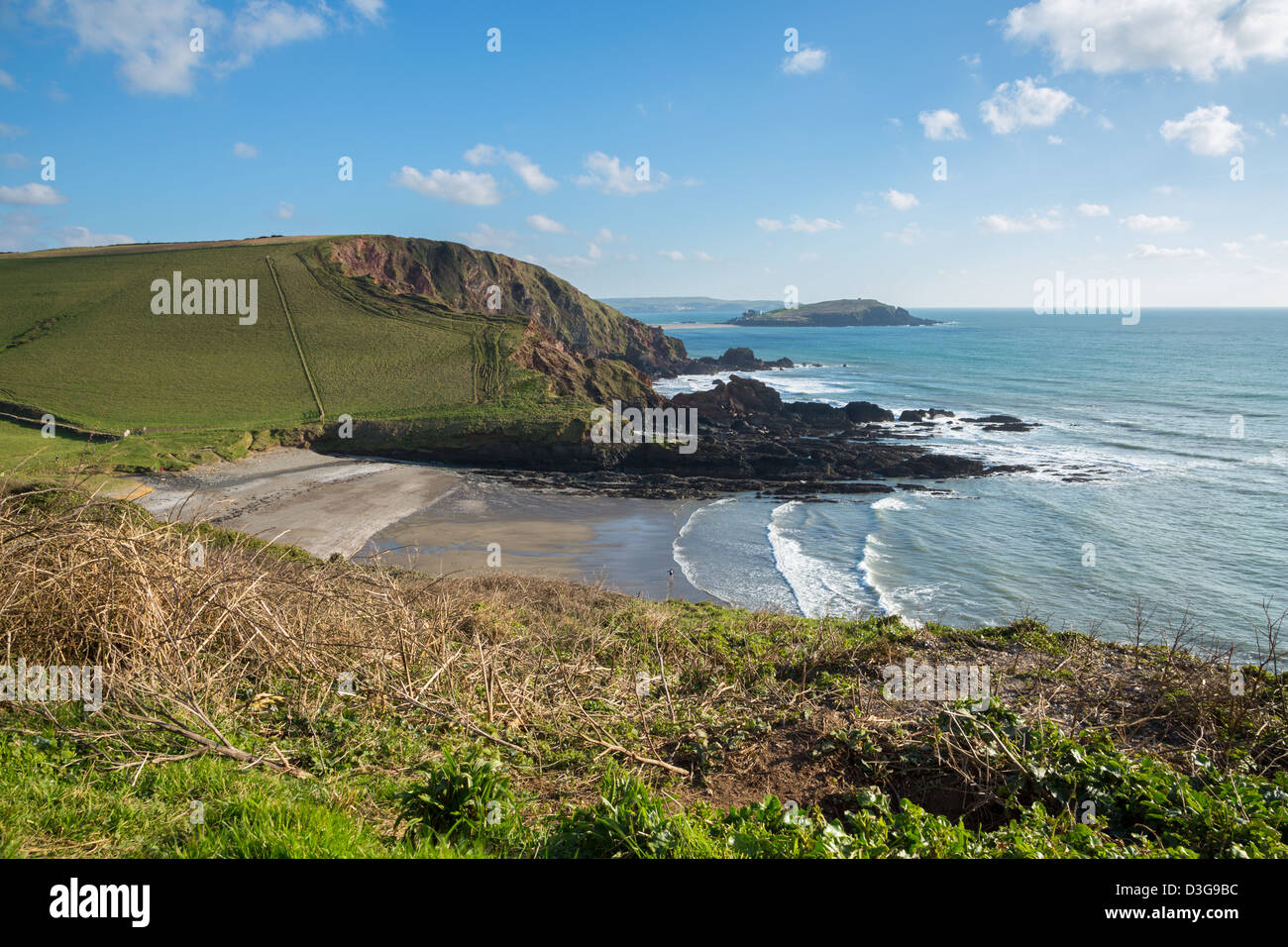 Ayrmer Bucht mit Blick auf Burgh Island South Devon Uk Stockfoto