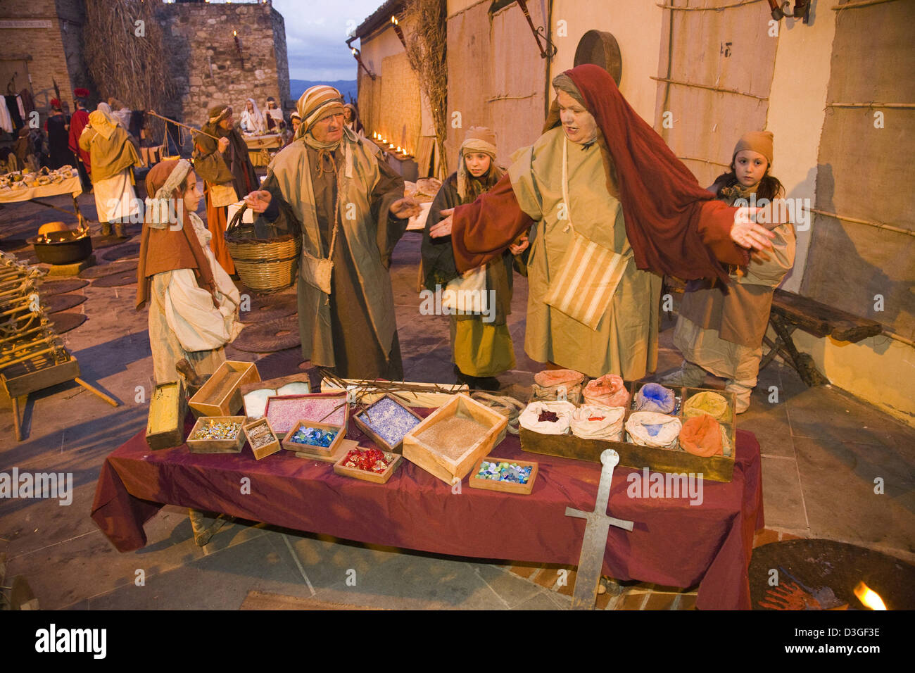 Europa, Italien, Toskana, Casole d' Elsa, Markt, lebende Krippe, Weihnachten Stockfoto