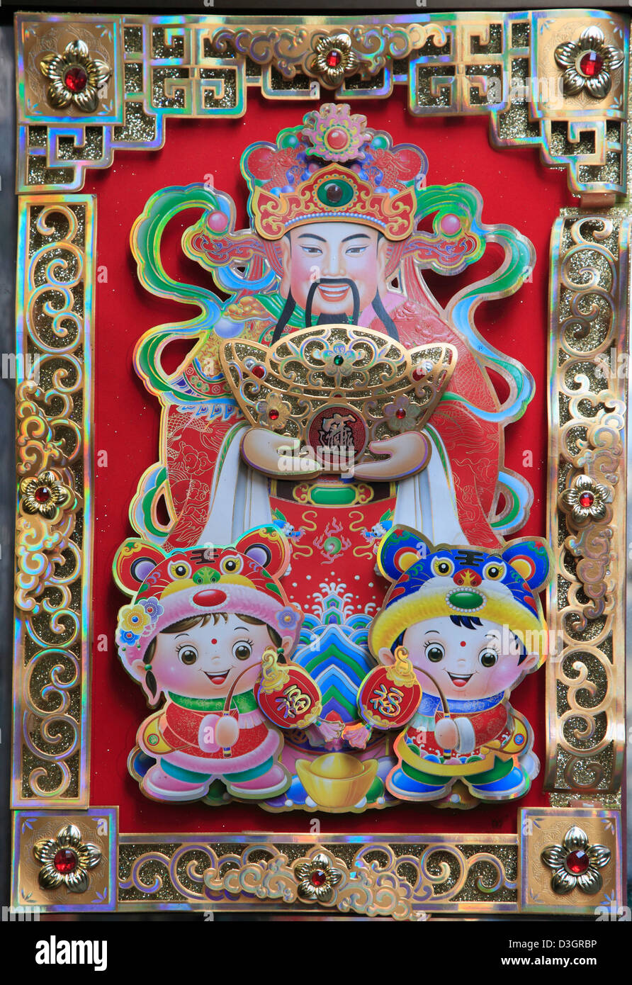 China, Hong Kong, Sheung Wan, Chinese New Year, Dekoration, Stockfoto