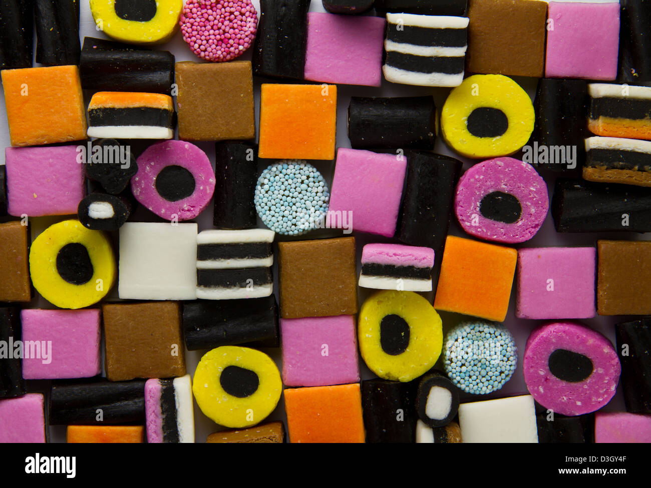 Liquorice Allsorts füllen Rahmen Stockfoto