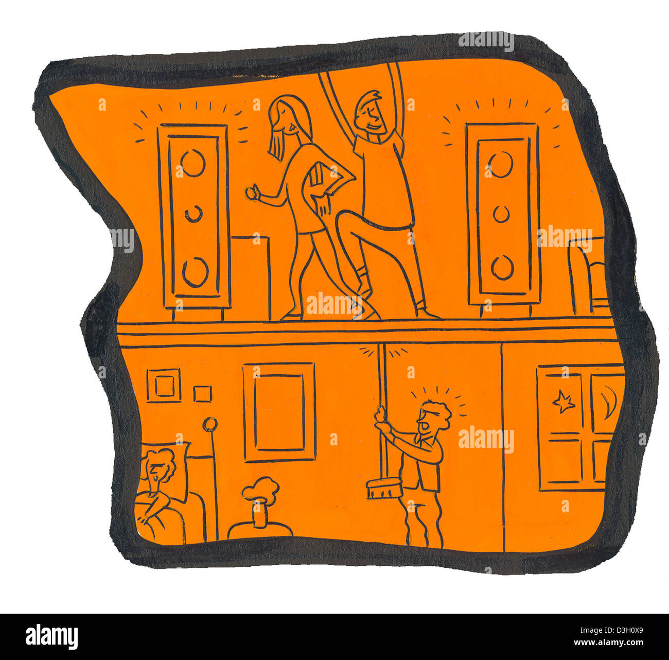 LÄRMBELASTUNG Stockfoto