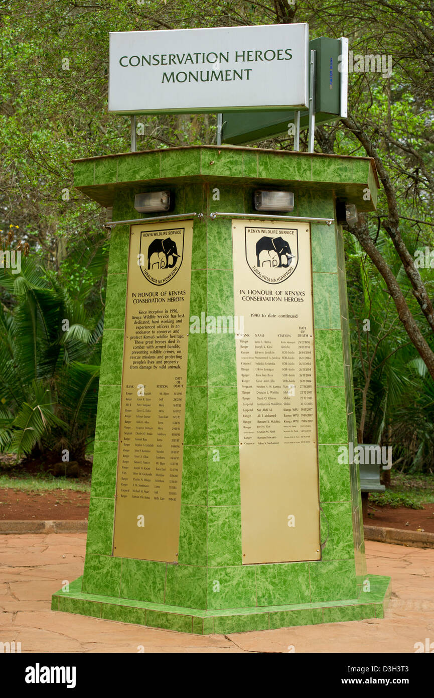Conservation Helden Denkmal, Nairobi-Nationalpark, Nairobi, Kenia Stockfoto