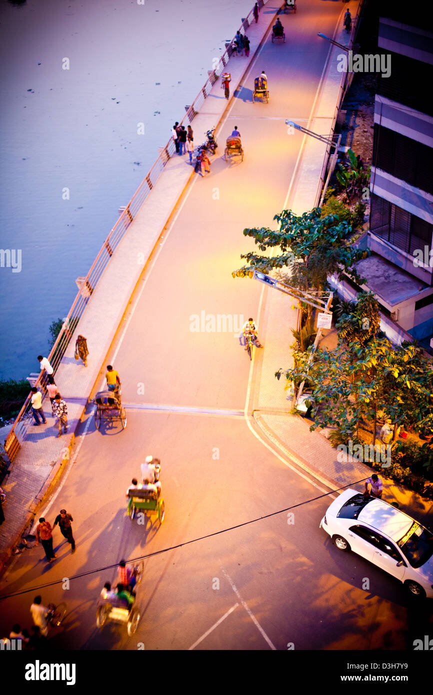 Nacht-Straßenszene von Dhaka Bangladesch Stockfoto