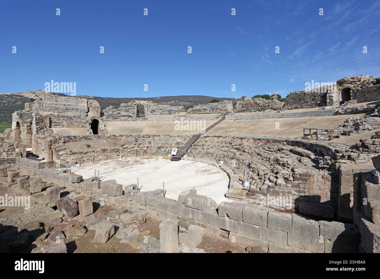 Römische Amphitheater Ruine in Bolonia, Andalusien, Südspanien Stockfoto