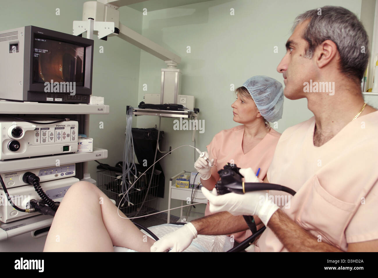 COLON, ENDOSKOPIE-UNTERSUCHUNG Stockfoto