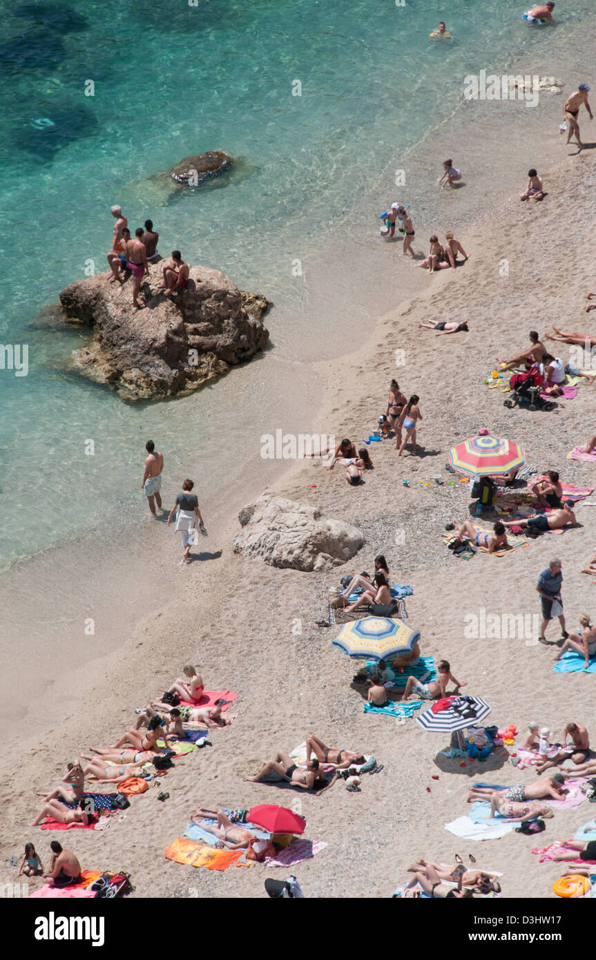 Strand in der Bucht von Villefranche sur Mer neben Nizza an der französischen riviera, Frankreich Stockfoto
