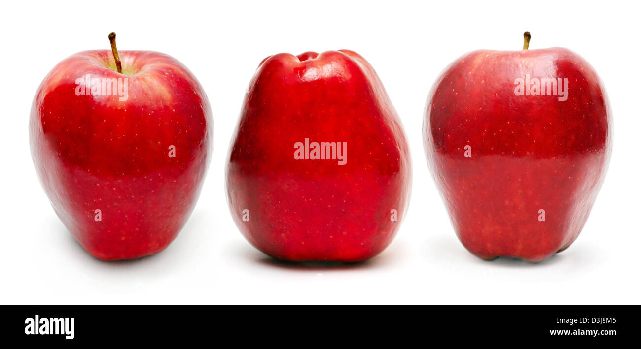 Rote Äpfel Satz isoliert auf weißem Hintergrund Stockfoto