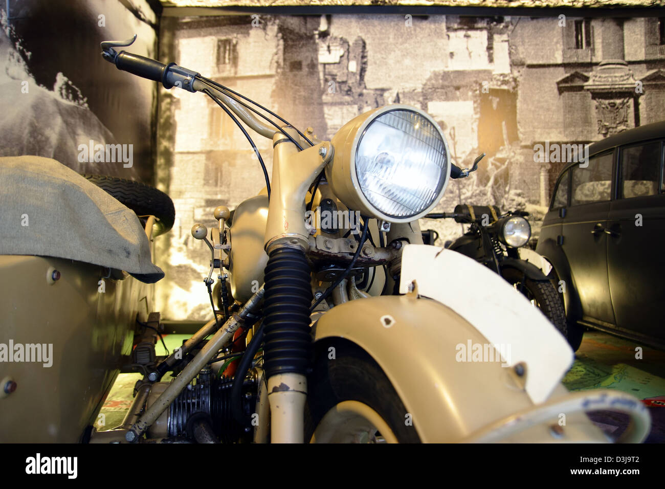WW2 deutsche militärische Motorrad mit Beiwagen Stockfoto