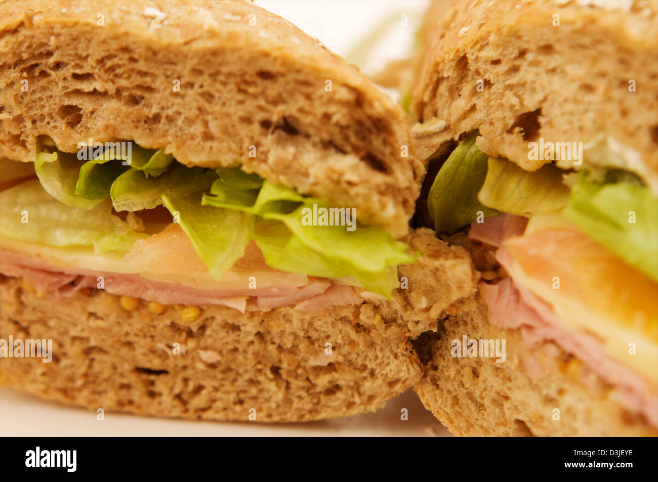 Salat Sandwich Schinken auf Brot Stockfoto