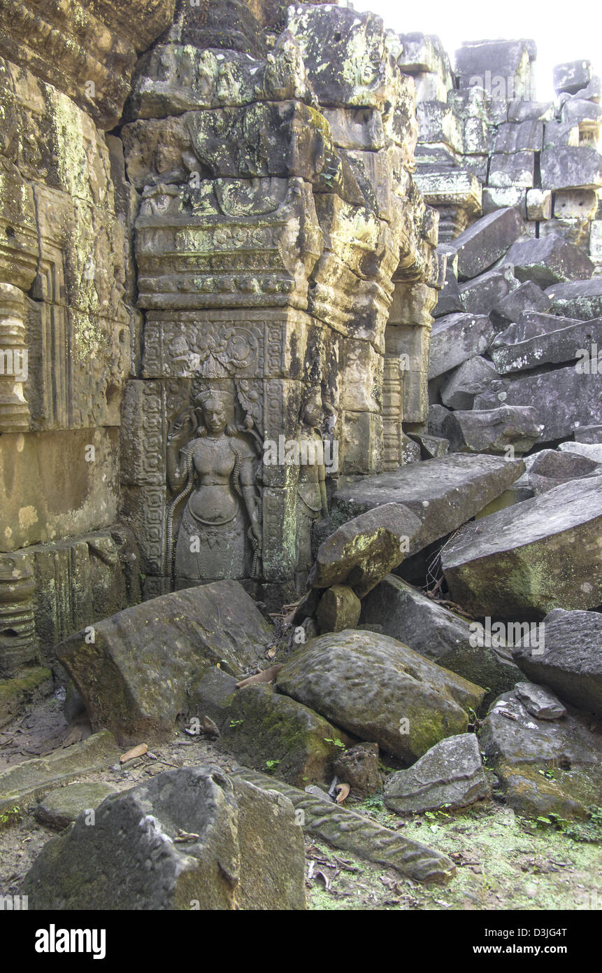 Relief von einem gesagt. Preah Khan Tempel. Angkor. Kambodscha Stockfoto