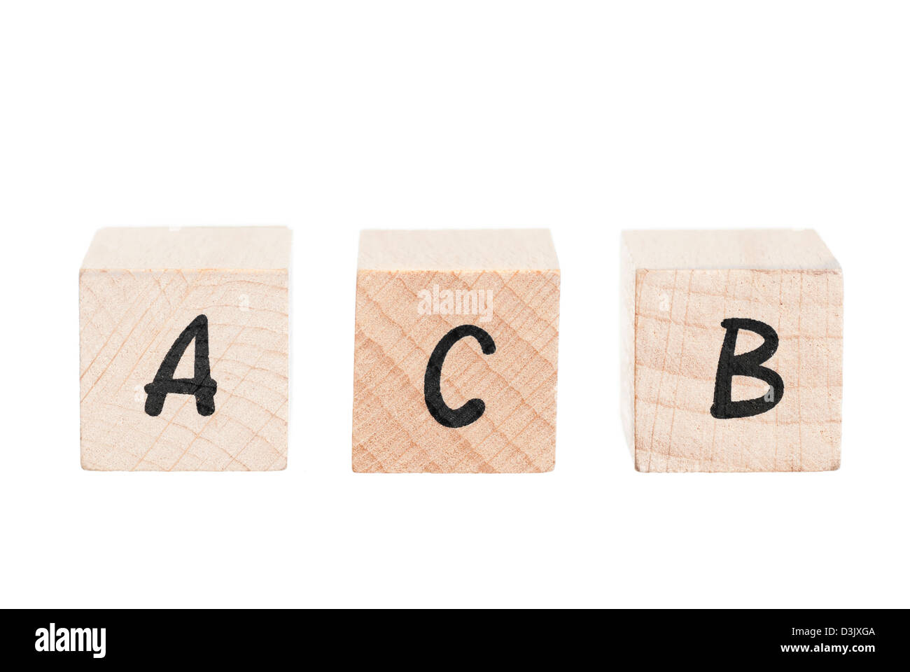 Dipiction das Abc zu lernen. Weißen Hintergrund. Stockfoto