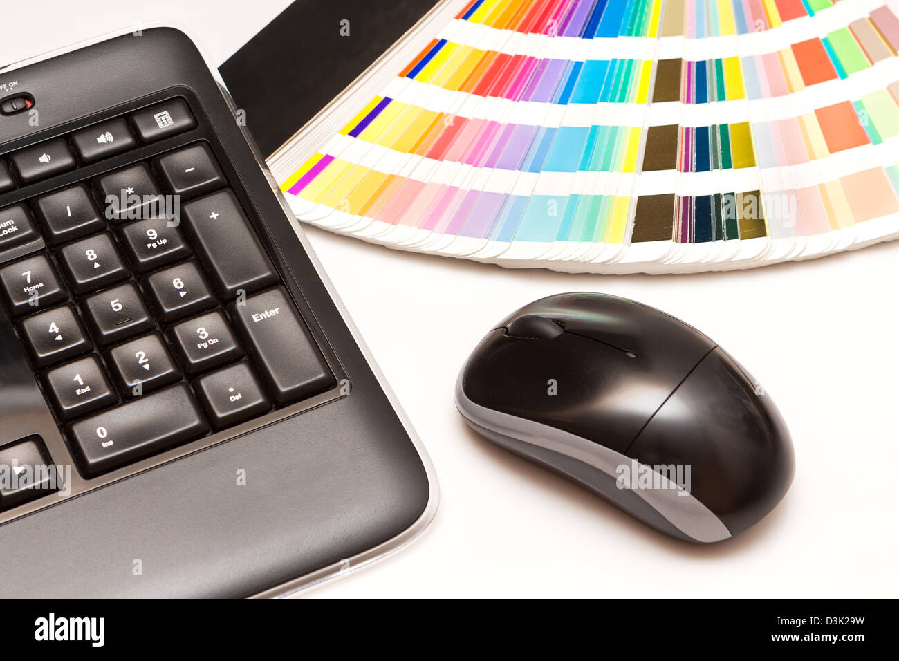 Farbfelder und Tastatur Stockfoto