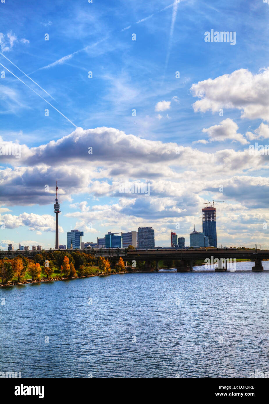 Stadtbild Wiens Innenstadt wie vom Park aus gesehen Stockfoto