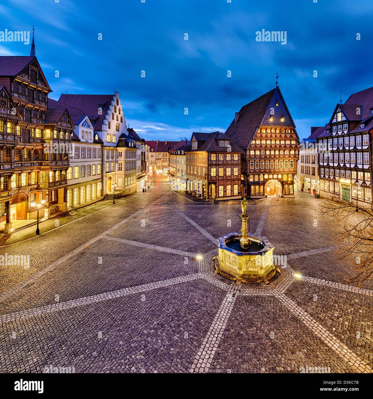 Historischen Marktplatz in der Altstadt von Hildesheim, Deutschland Stockfoto