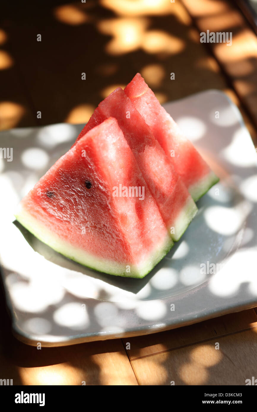 Wassermelone auf einem Teller Stockfoto