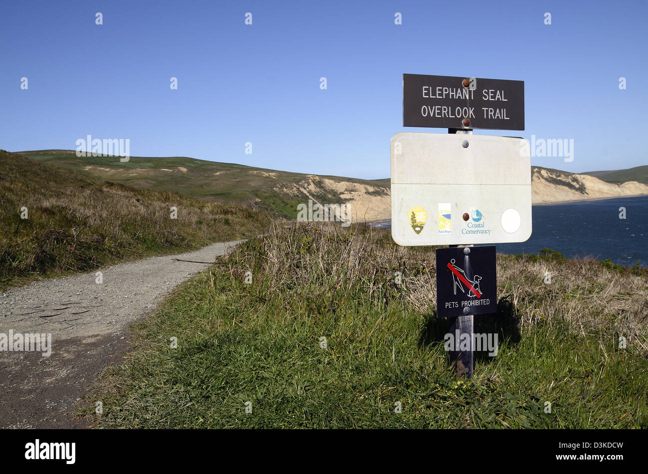 Trail-Zeichen bei See-Elefant lookout Stockfoto