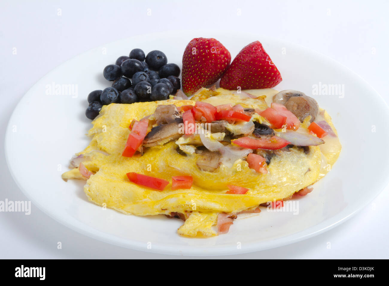 Frühstück, Ei, Essen, Omelett, Obst, Erdbeere, Gemüse Stockfoto