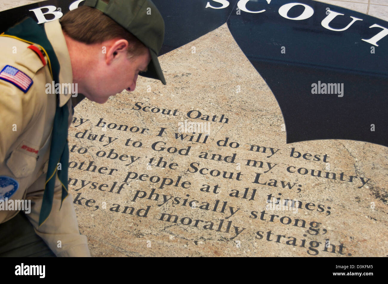 Pfadfinder ein Pfadfinder-Truppe für die Boy Scouts of America, mit Blick auf den Scout-Eid umfasst, "Moralisch gerade" Stockfoto