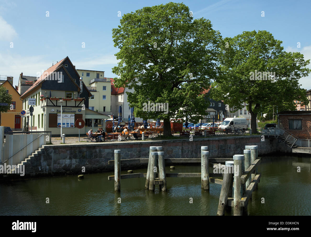 Stralsund, Deutschland, an den Heiligen Geist-Kanal in der historischen Altstadt Stockfoto