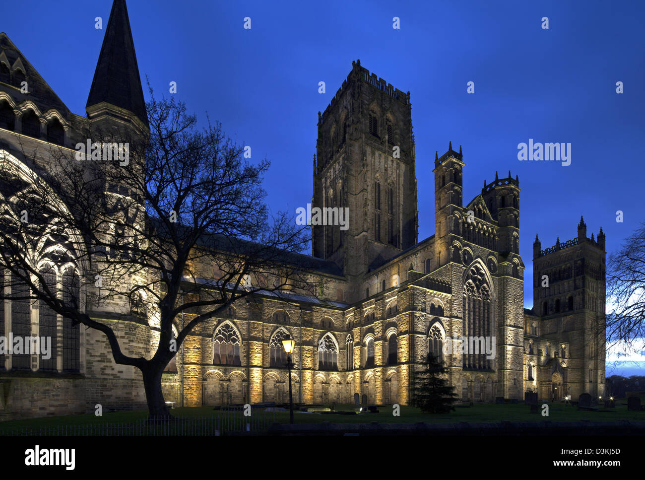 Durham Kathedrale bei Nacht, Durham City, Durham Stockfoto