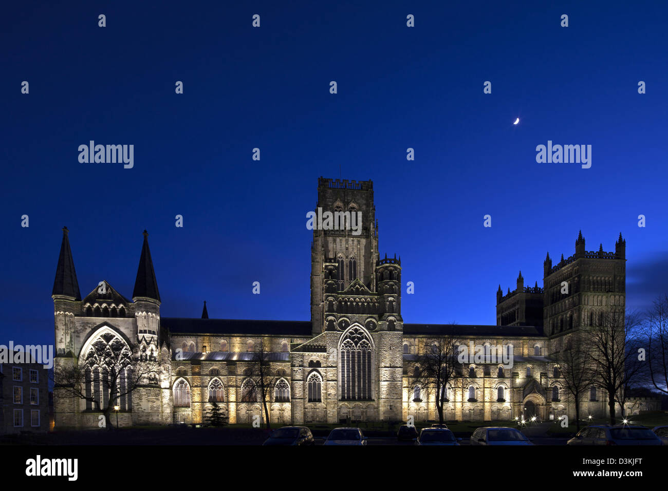 Durham Kathedrale bei Nacht, Durham City, Durham Stockfoto