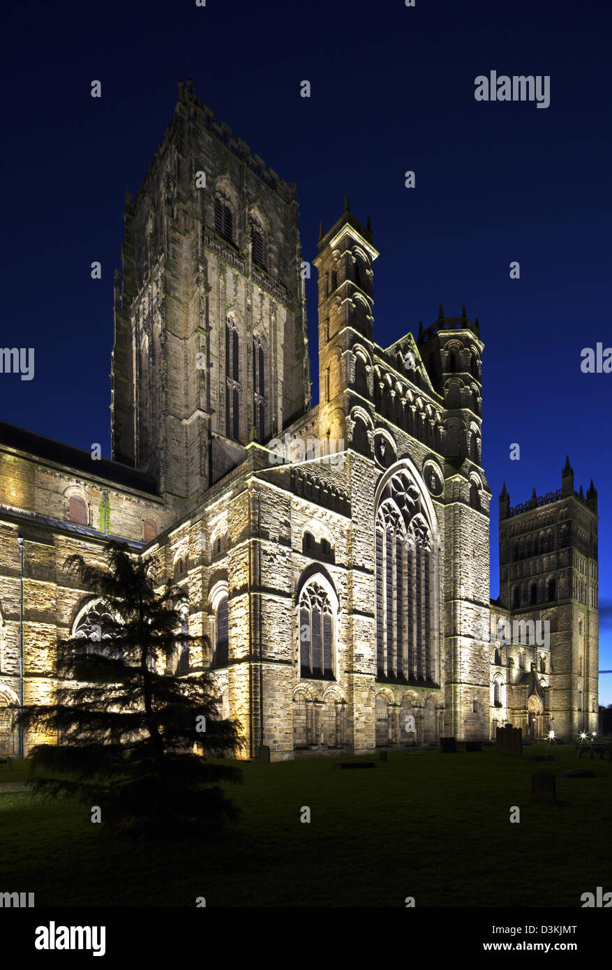 Durham Kathedrale bei Nacht, Durham City, Durham Stockfoto