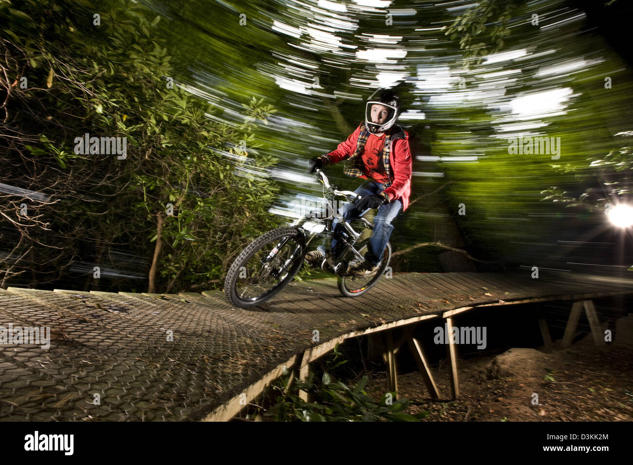 Mountain Bike Action, Esher Wald, England Stockfoto