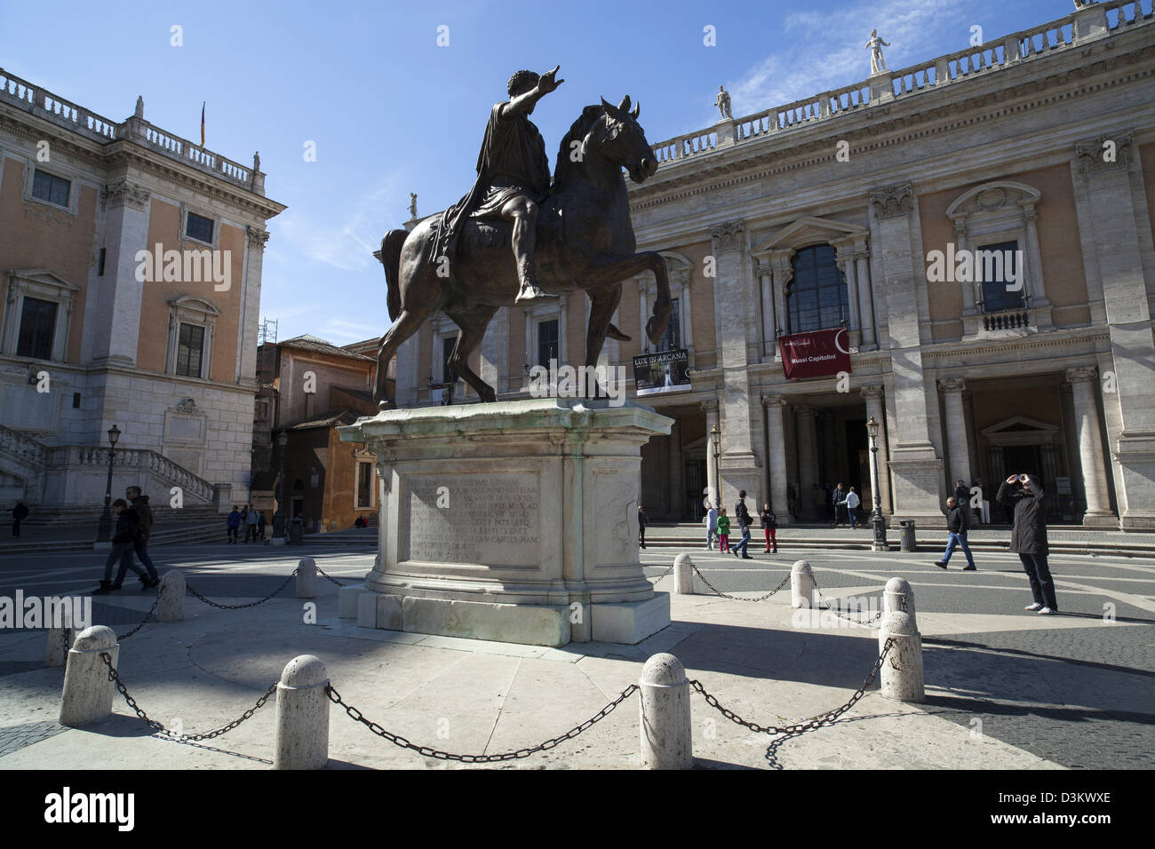 Piazza del Campidoglio auf dem Kapitol in Rom von Michelangelo entworfene Stockfoto