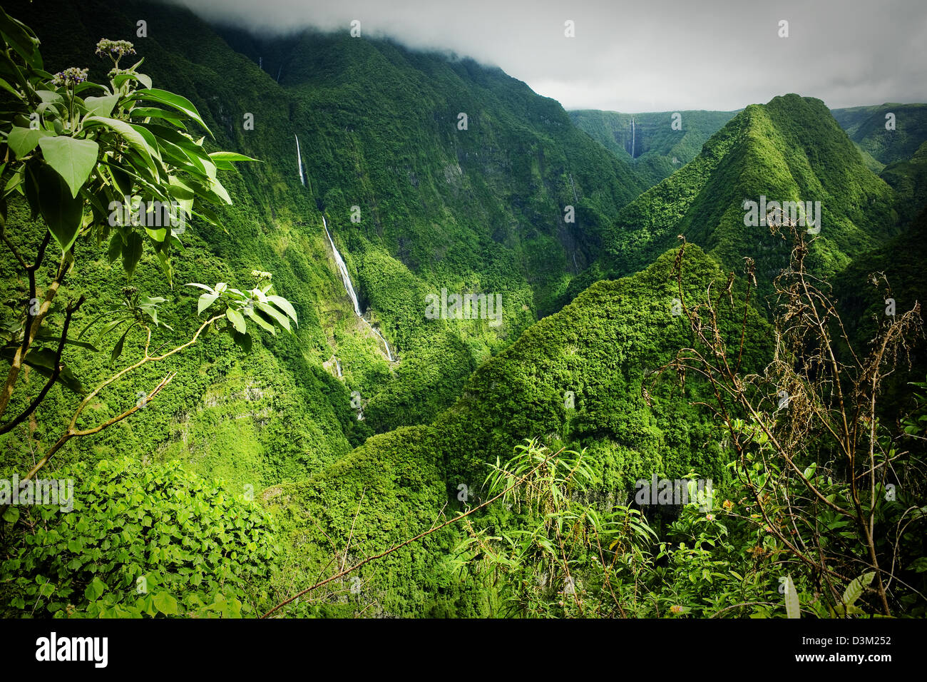 Blick vom Takamaka Sicht, östlichen Teil der Insel La Réunion, Französisch Übersee-Departement im Indischen Ozean Stockfoto