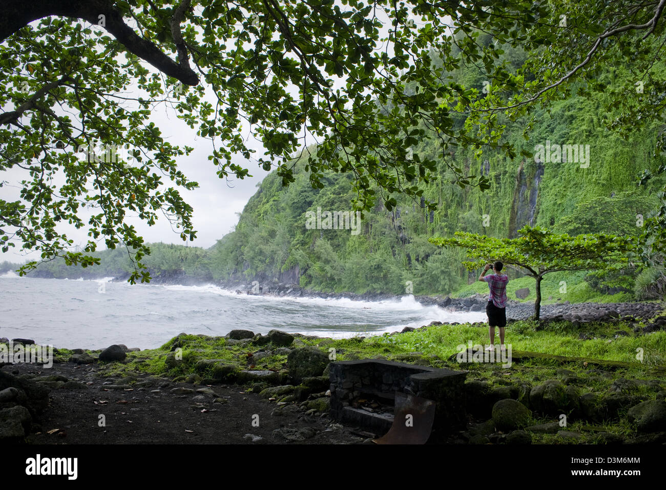 Anse des Cascades, ein beliebter Ort für ein Picknick im östlichen Teil der Insel La Réunion, einem französischen Übersee-Departement im Indischen Ozean Stockfoto