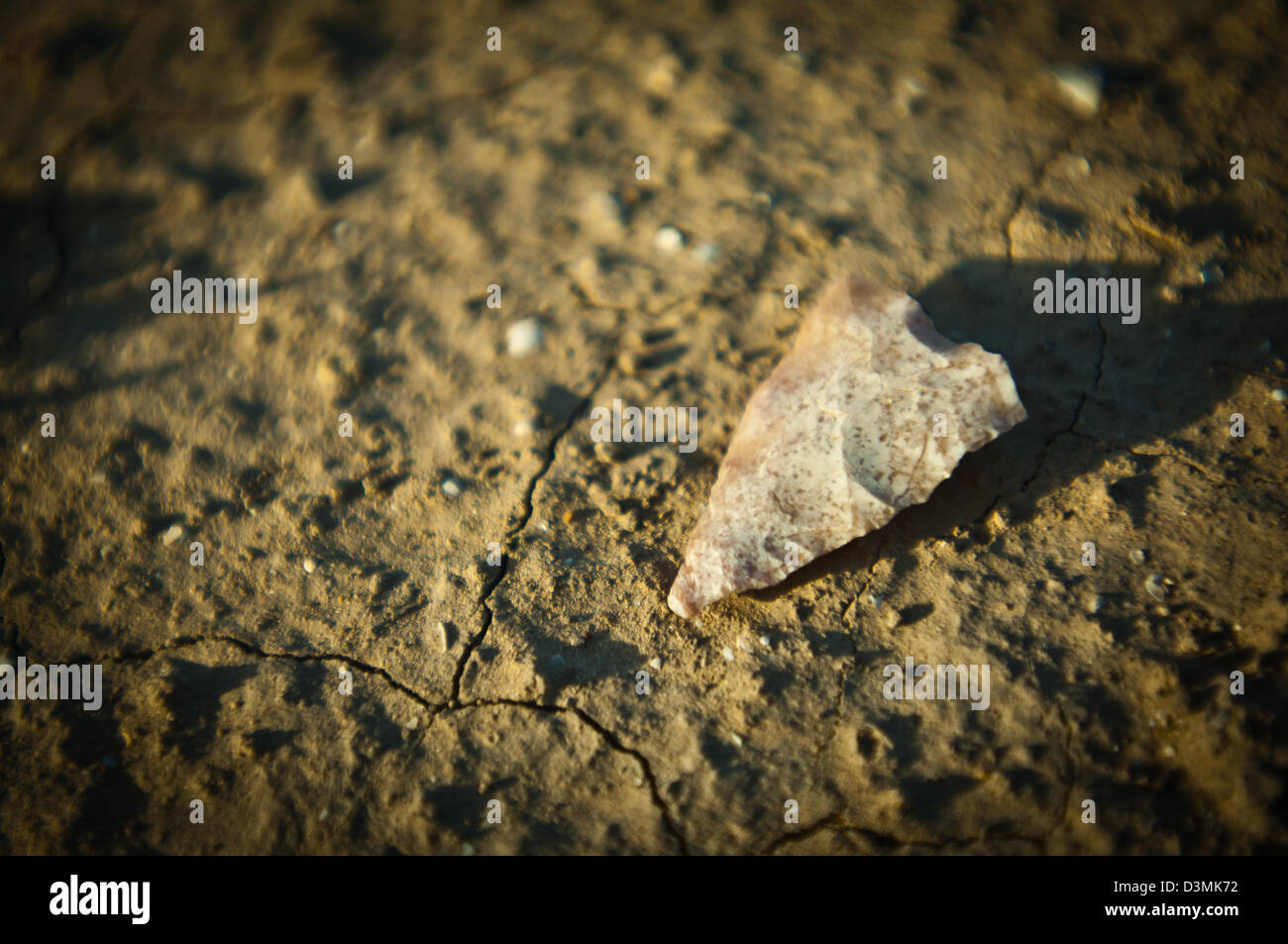 Gebrochene Pfeilspitze in einem trockenen Creekbed, Spofford, Texas Stockfoto